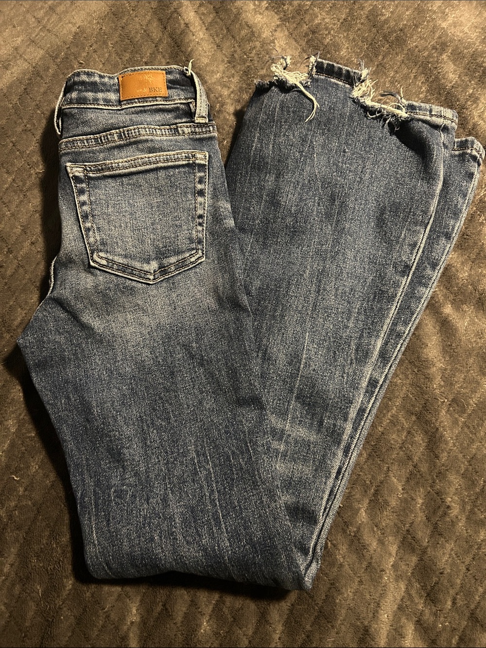 BKE Girls Blue Frayed Hem Jeans